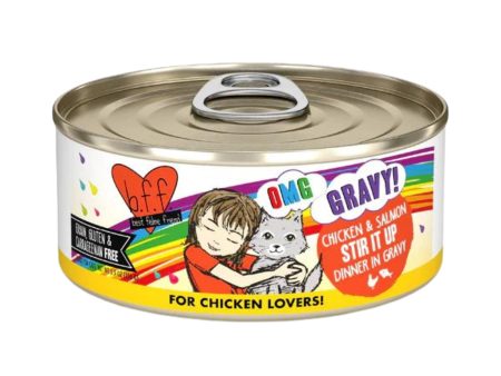 BFF Cat Omg Chicken and Salmon Stir It Up Dinner in Gravy 5.5oz. (Case Of 8) on Sale